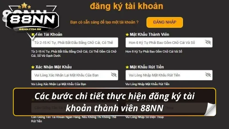Đăng Ký 88NN - Link Tạo Tài Khoản Chính Thức Nhanh Chóng 3 Các bước chi tiết thực hiện đăng ký 88nn